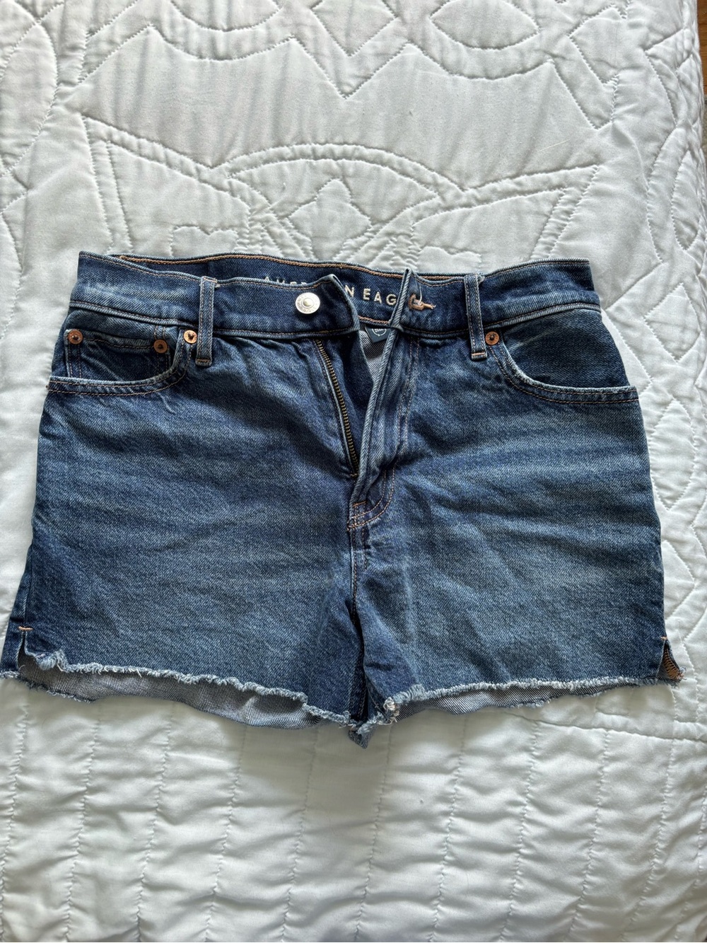 American Eagle Outfitters Distressed Dark Blue Denim Cutoff Shorts